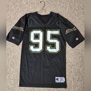 Vintage Champion NFL Jacksonville Jaguars Black Mesh Vinyl 95 Jersey Size 40